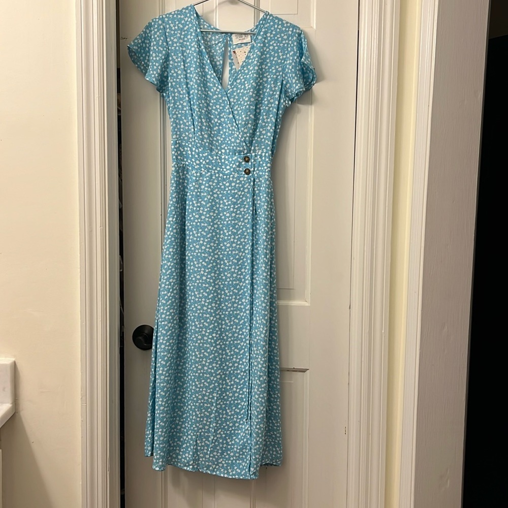 Blue and white floral dress